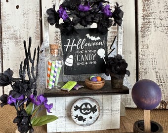 Halloween Magnet Set, 5” Roadside Stand or Cart, Trick or Treat, Tiered Tray Decor