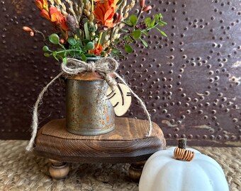 Tiny Fall Milk Can, Tray Decor, Weathered