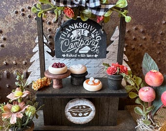 Thanksgiving, 5” Roadside Stand or Cart: Magnetic, Miniature Pies, Tiered Tray Decor
