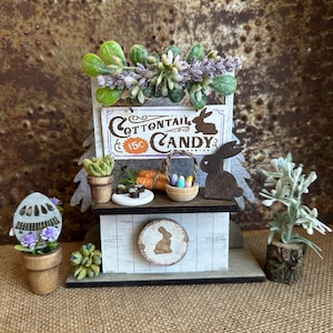 Cottontail Candy, 5" Roadside Stand or Cart: Easter Magnet Set, Tiered Tray Decor