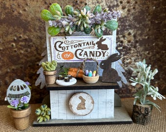 Cottontail Candy, 5" Roadside Stand or Cart: Easter Magnet Set, Tiered Tray Decor