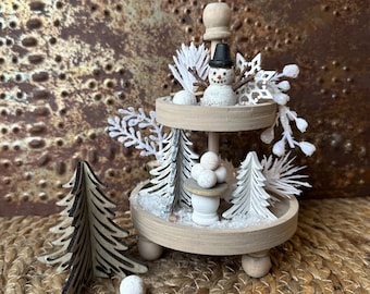 Mini Tiered Tray: 5 3/4" Shelf Display Decor (Bundle Included)