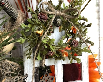Mini Fall Wreath: Decorative Tray Decor - Door or Chair Size