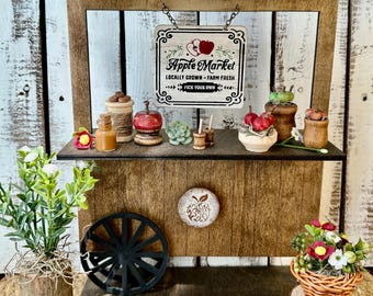 Apple Roadside Stand: Interchangeable Magnetic Seasonal Decor 11” Tall