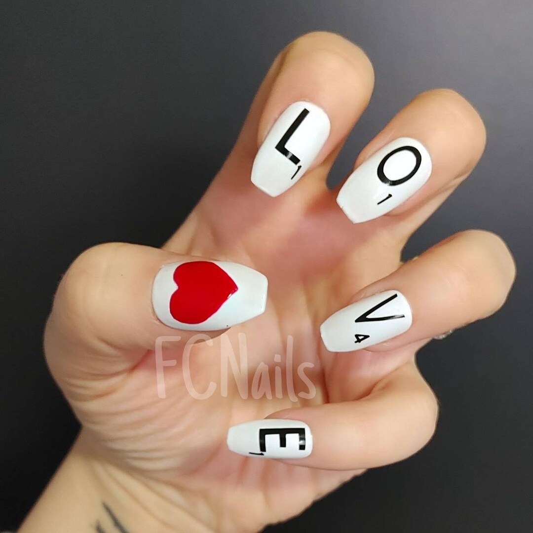 Scrabble Nails Love Nails Valentine's Day Nails Etsy