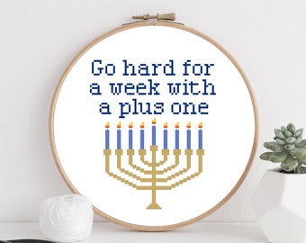 Go Hard Hanukkah Cross Stitch Pattern