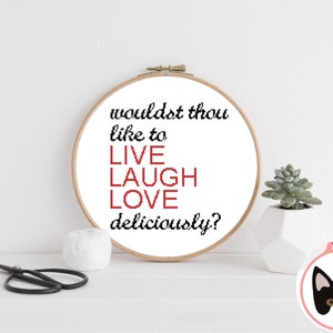 Live, Laugh, Love Deliciously Cross Stitch Pattern