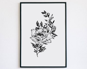 Blume Giclée-Druck, Blumenmalerei, Wandkunst, Drucke, minimalistisch, moderne Dekor, 8 x 10 Druck, Archivpapier