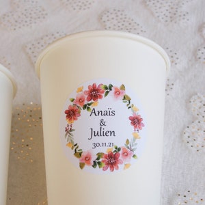 Lot 10 Personalized Cream White Cardboard Cups Birthday EVJF Baptism Wedding Handmade in Toulon France