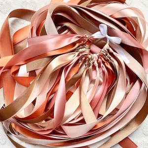 Round of ribbons "TERRACOTTA" Wedding Bridal Bouquet Set of ribbons to cut Handmade in Toulon France