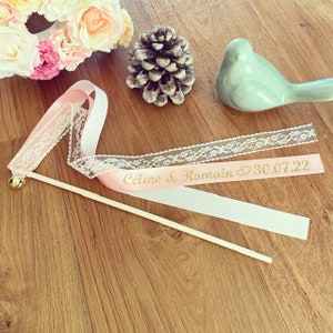 Bride and groom exit ribbon wand set of 10