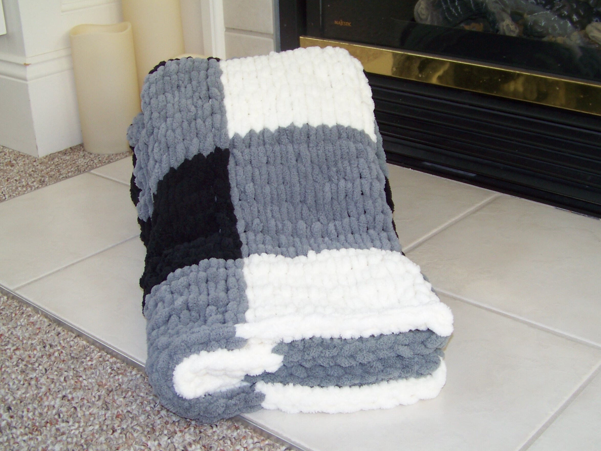 Buffalo Plaid Blanket Black, Gray, Grey, White, Buffalo Plaid, Checked