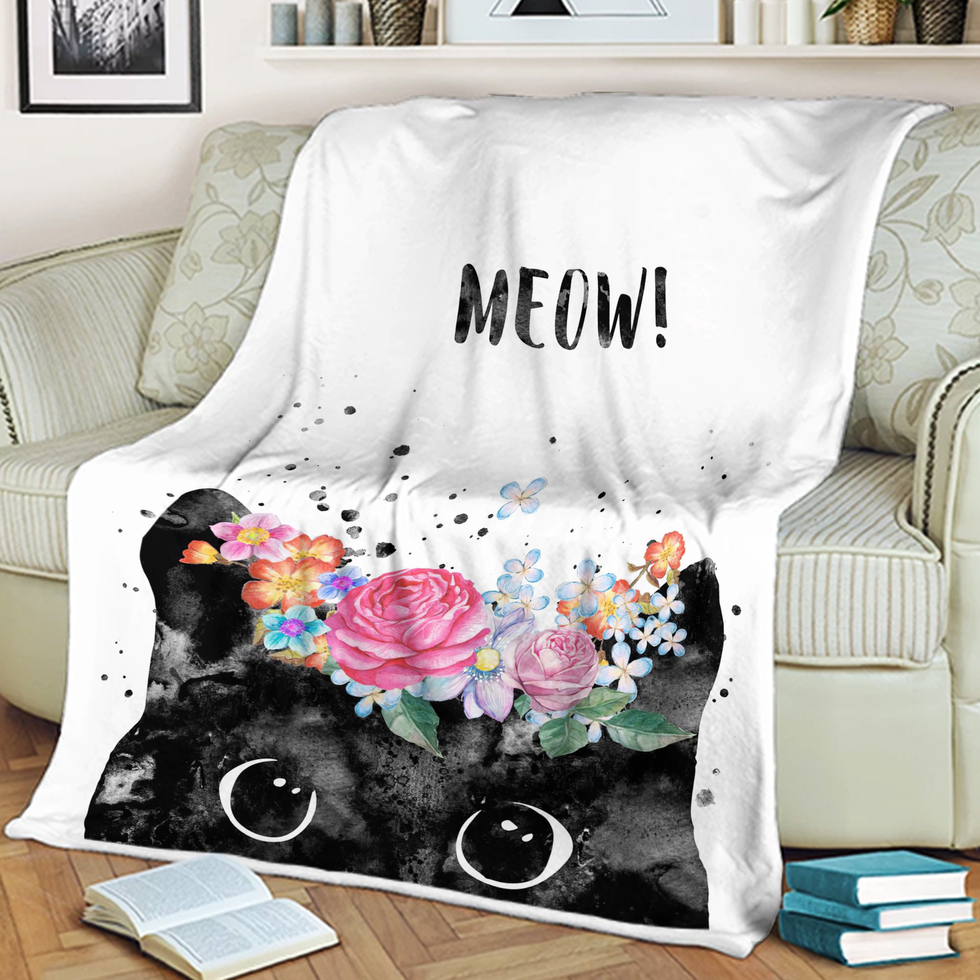 Cat Meow Blanket Cute Cat Blanket Cat Lover Gift Cat Owner Etsy