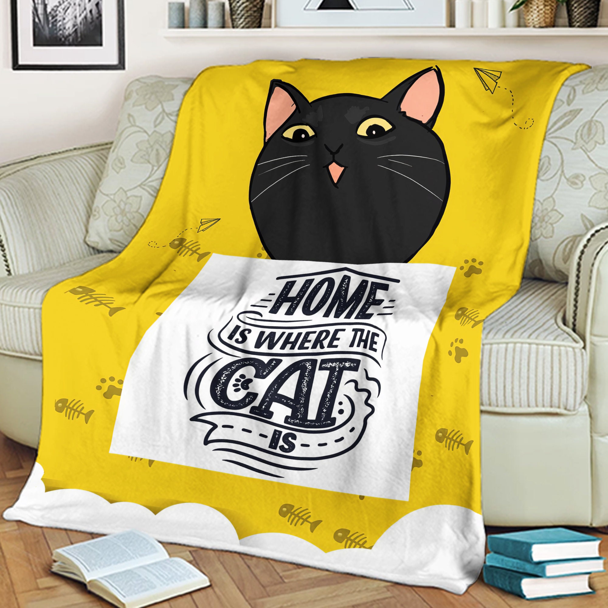 Home Is Where The Cat Blanket Home Cat Blanket Cat Lover Etsy