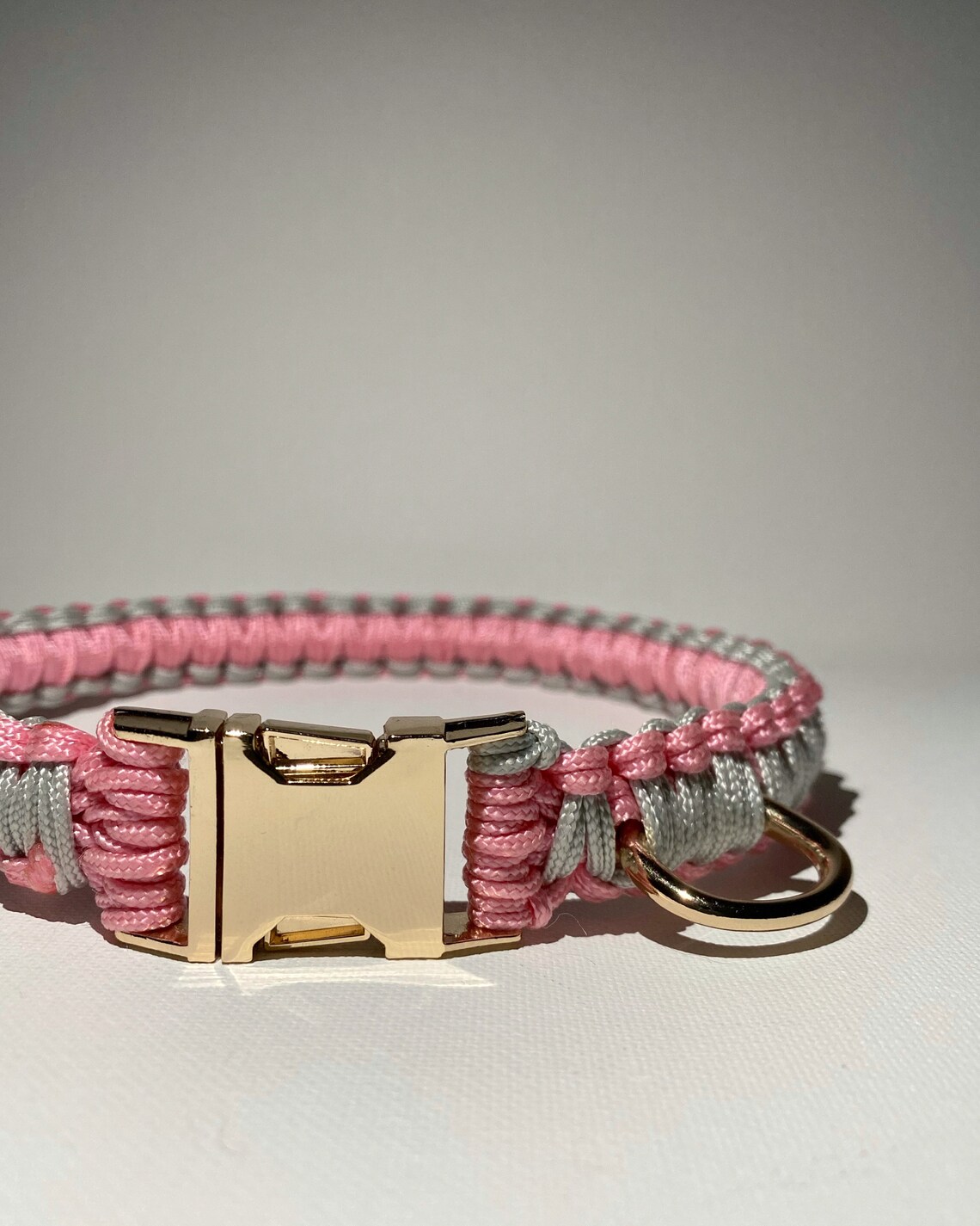 Paracord Dog Collar Pink and Grey Metal Quick Release Etsy