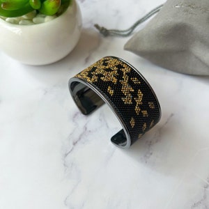 Handmade Beaded Cuff | Wide Bangle Cuff | Colorful Bracelet Cuff | Japanese Seed Beaded Cuff | gift for her | Picasso Brown Black Gunmetal
