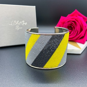 Handmade Beaded Cuff | Wide Bangle Cuff | Colorful Bracelet Cuff | Japanese Seed Beaded Cuff | Gift For Her | Modern Color Block Cuff