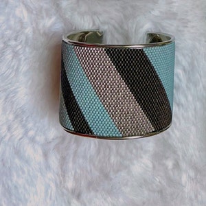 Handmade Beaded Cuff | Wide Bangle Cuff | Colorful Bracelet Cuff | Japanese Seed Beaded Cuff | Gift For Her | Modern Color Block Cuff