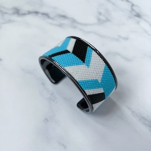 Handmade Beaded Cuff | Wide Bangle Cuff | Colorful Bracelet Cuff | Japanese Seed Beaded Cuff | Gift For Her | White Black Blue Gunmetal