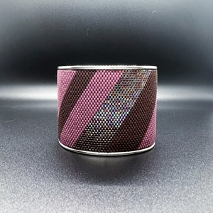 Handmade Beaded Cuff | Wide Bangle Lavender Cuff | Colorful Bracelet | Japanese Seed Beaded Cuff | Gift For Her | Modern Color Block Cuff
