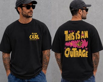 This Is An Outrage T-Shirt | Plan Carl graphic tee, retro comic style
