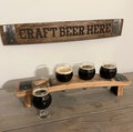 Four Glass Beer Flight Tray Made from a Reclaimed Whiskey Barrel Stave