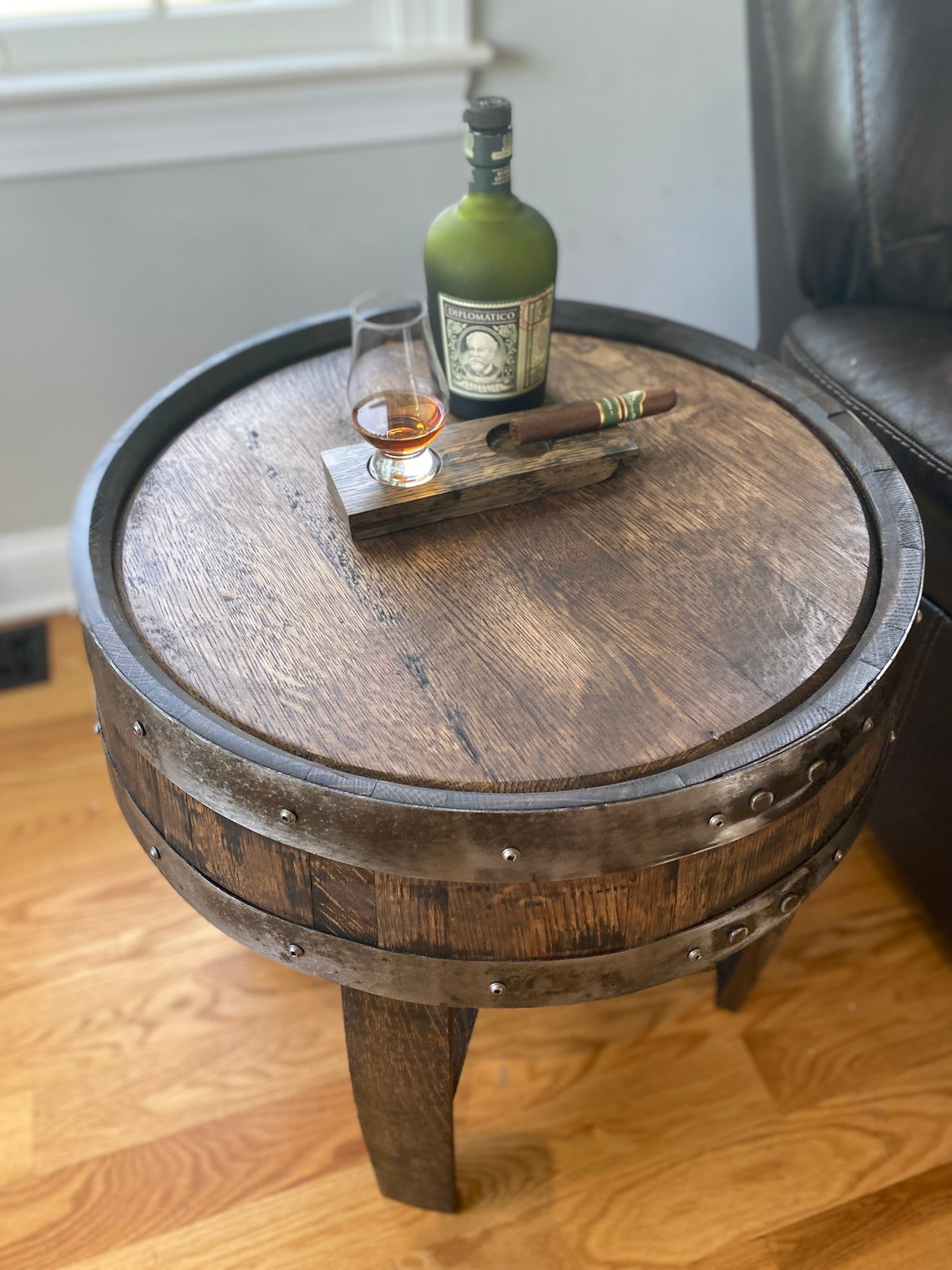 End Table Made from Authentic Whiskey Barrel Etsy