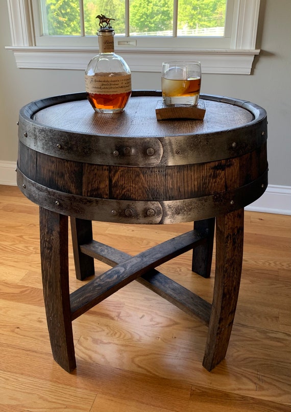End Table Made From Authentic Whiskey Barrel Etsy