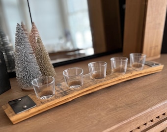 Vassoio porta bicchierini da shot ricavato da botti di whisky recuperate - Bourbon Home Bar Decor