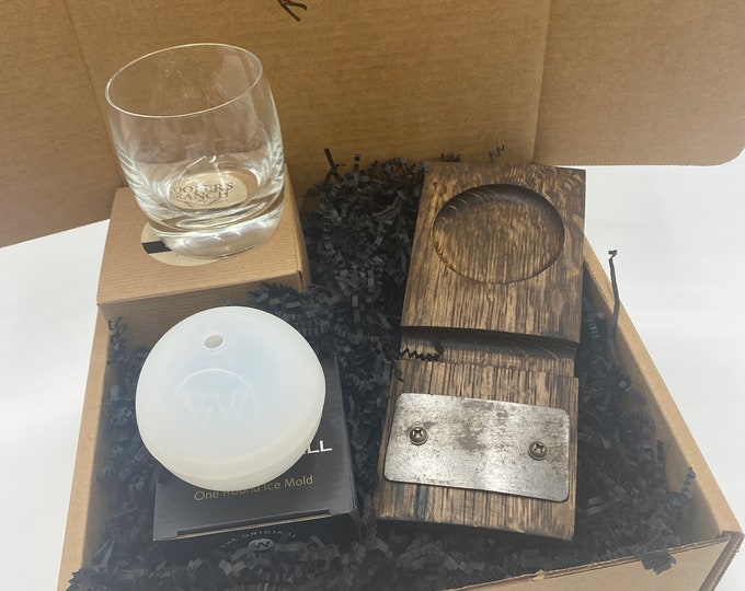Cigar Rocks Coaster Gift Set, made from an Authentic Whiskey Barrel Stave | Groomsmen Gift | Father's Day Gift | Personalized Gift