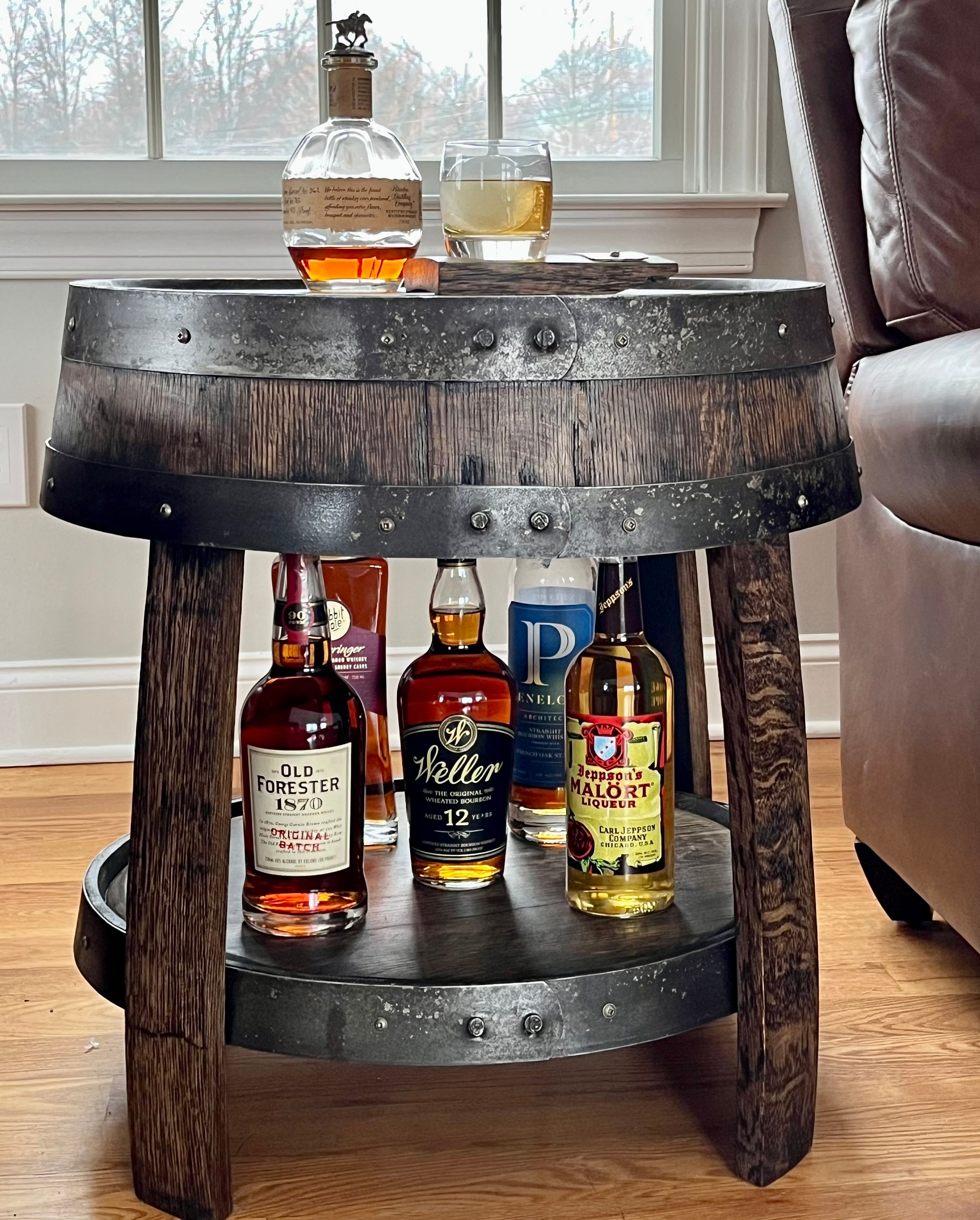 Industrial Pipe & Burnt Wood Beer/Whiskey Flight Set with 4