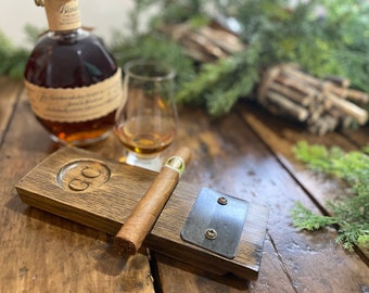 Personalized Glencairn Whiskey Coaster with Cigar Rest
