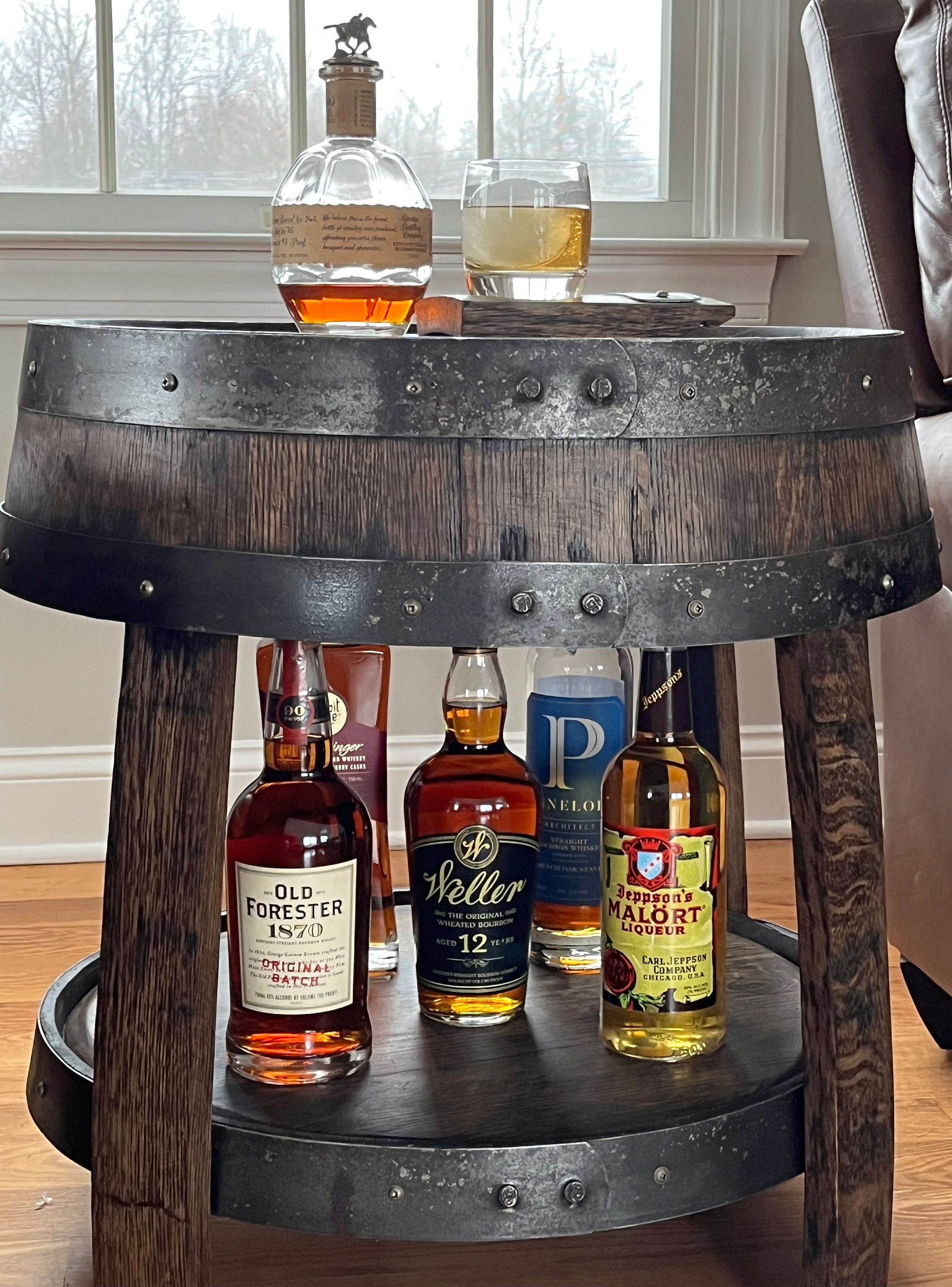 Big Truck Mechanic Garage Gifts for Men Farmhouse Rustic Round Whiskey  Barrel End Table