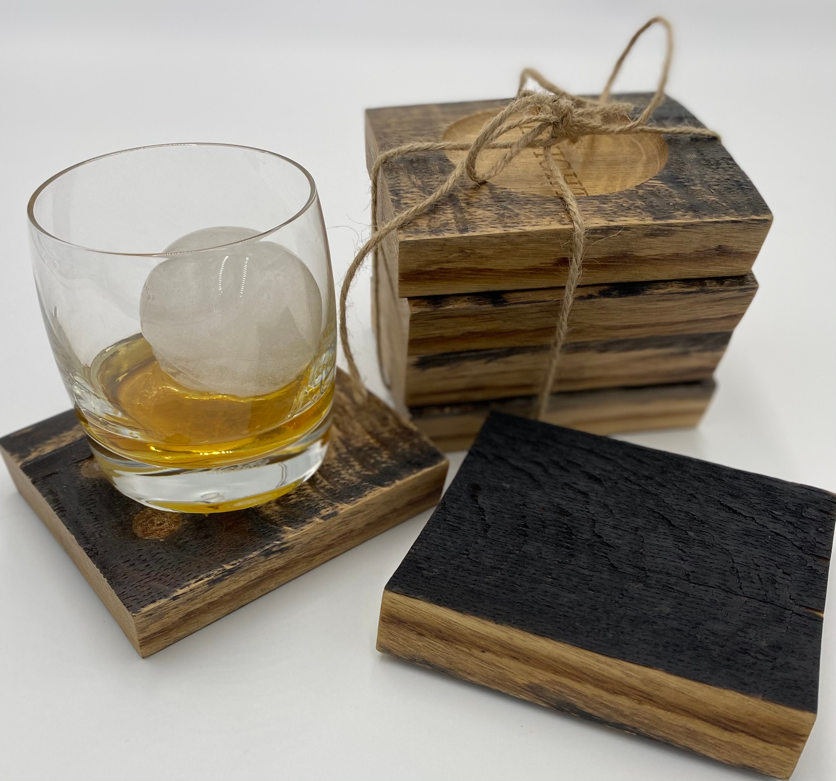 Whiskey Barrel Coaster Set - Made From A Reclaimed Whiskey