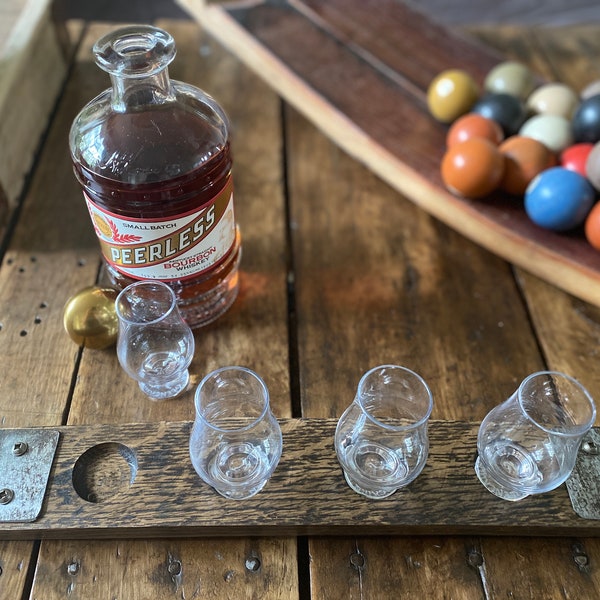 Wee Glencairn Flight Tray || Mini Glencairn - Made From An Authentic Whiskey Barrel Stave