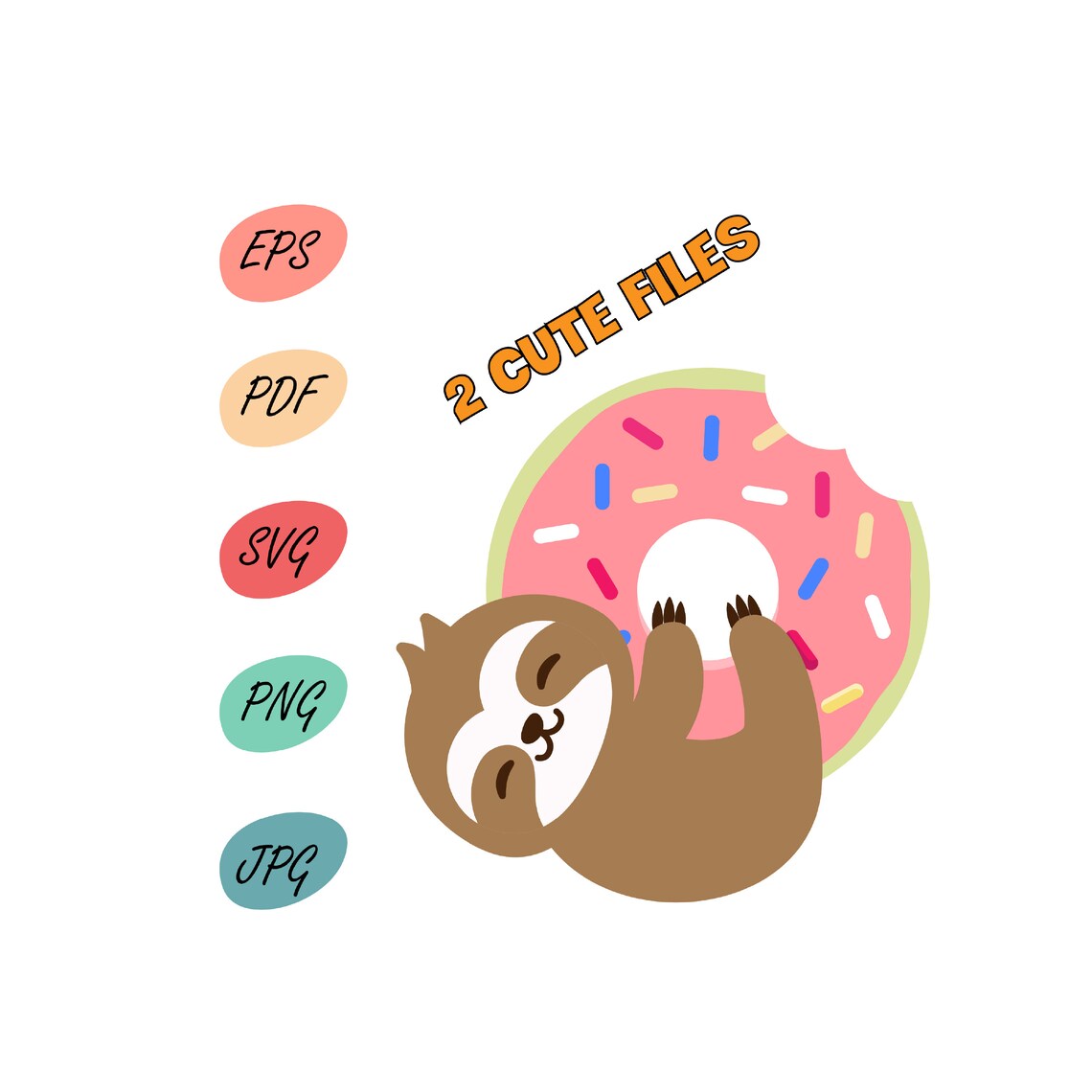 Download Sloth hug Donut SVG Sloth SVG Files Donut SVG Layered | Etsy