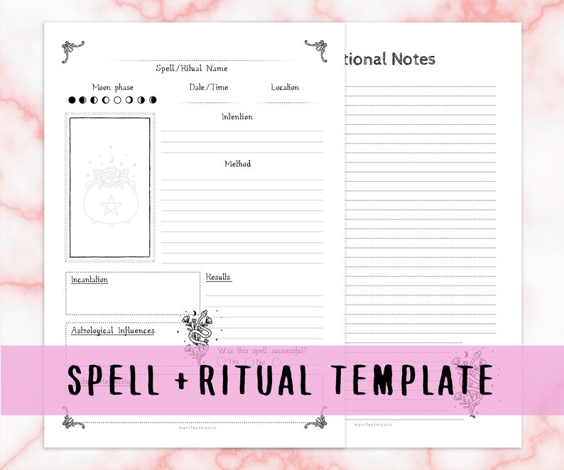 Spell & Ritual Template, Spell Template, Witchcraft Basics, Printable ...