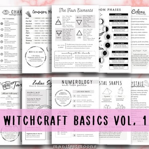 Grimoire Starter Kit For Baby Witches, Grimoire Pages,  Witch  Book of Shadows Printables Pages, Beginner Witch Guide, Gift For Witches