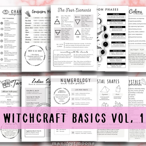 Grimoire Starter Kit, Grimoire Pages, Grimoire Printables, Witch Printables, Book of Shadows Printables, Beginner Witch