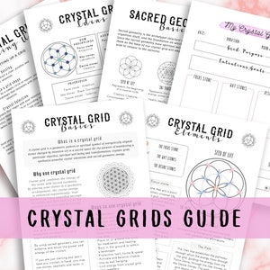 Crystal Grids Guide Printable, Grimoire Pages for Beginners, Baby Witch , Book of Shadows Printable, Crystal Witch, Beginner Witch