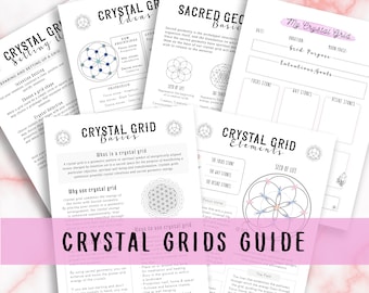 Guide des grilles de cristal à imprimer, grimoire pour débutants, bébé sorcière, livre des ombres à imprimer, sorcière de cristal, sorcière débutante