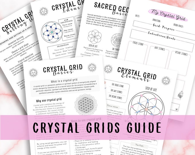 Crystal Grids Guide Printable, Grimoire Pages for Beginners, Baby Witch ...
