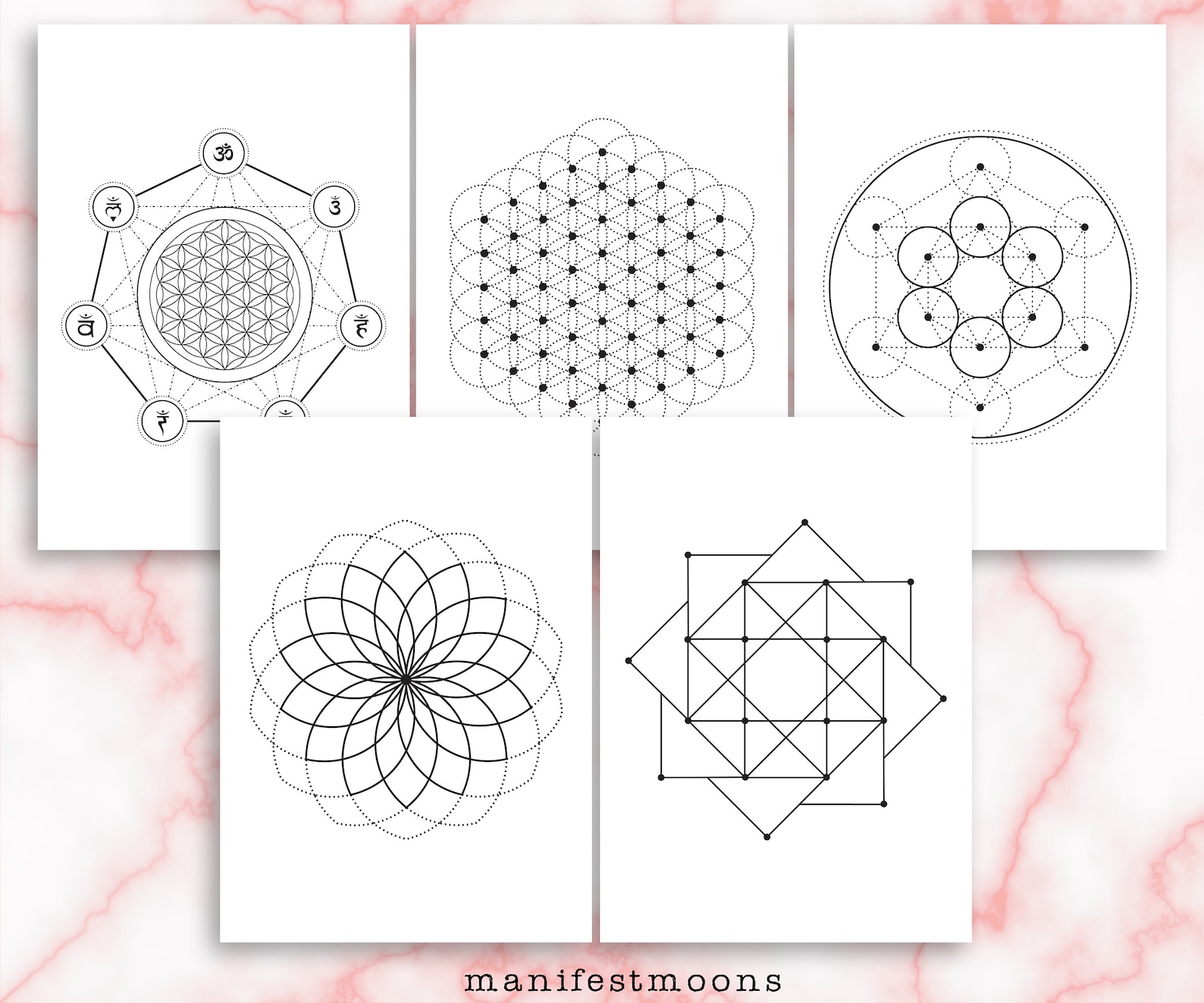 Crystal Grid Templates Printable Crystal Magic Sacred - Etsy