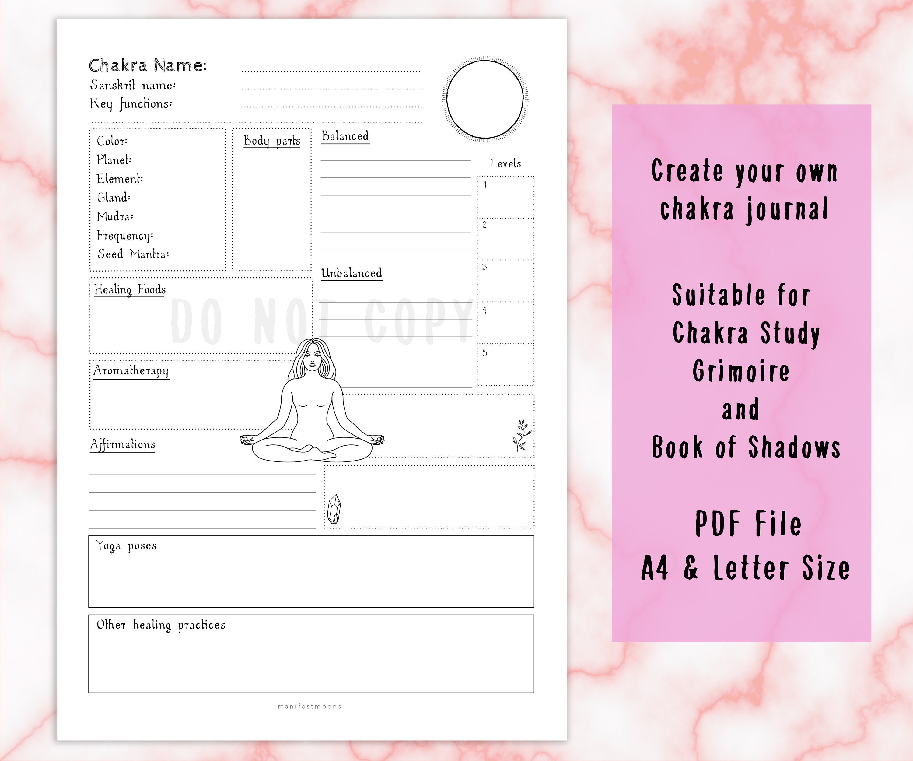 Chakra Journal Template, Chakra Study Workbook, Root Chakra, Crown ...