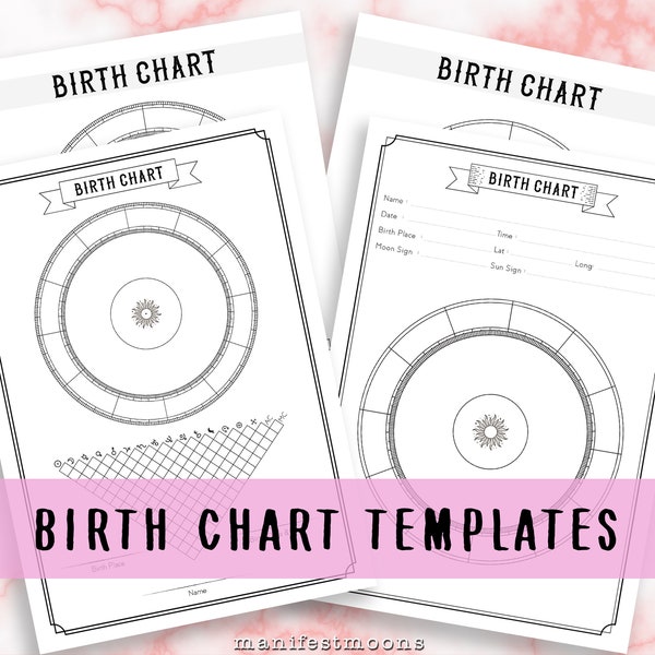 Birth Chart Templates, Blank Natal Chart, Astrology Chart, Grimoire Printable Pages, Witch Printables, Book of Shadows, Beginner Witch