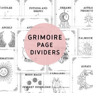 Mystical Aesthetic Book of Shadows Dividers, Witchy Grimoire Title Pages, Beginner Pagan Grimoire Kit, Wiccan BOS, Paganism, Witch Grimoire
