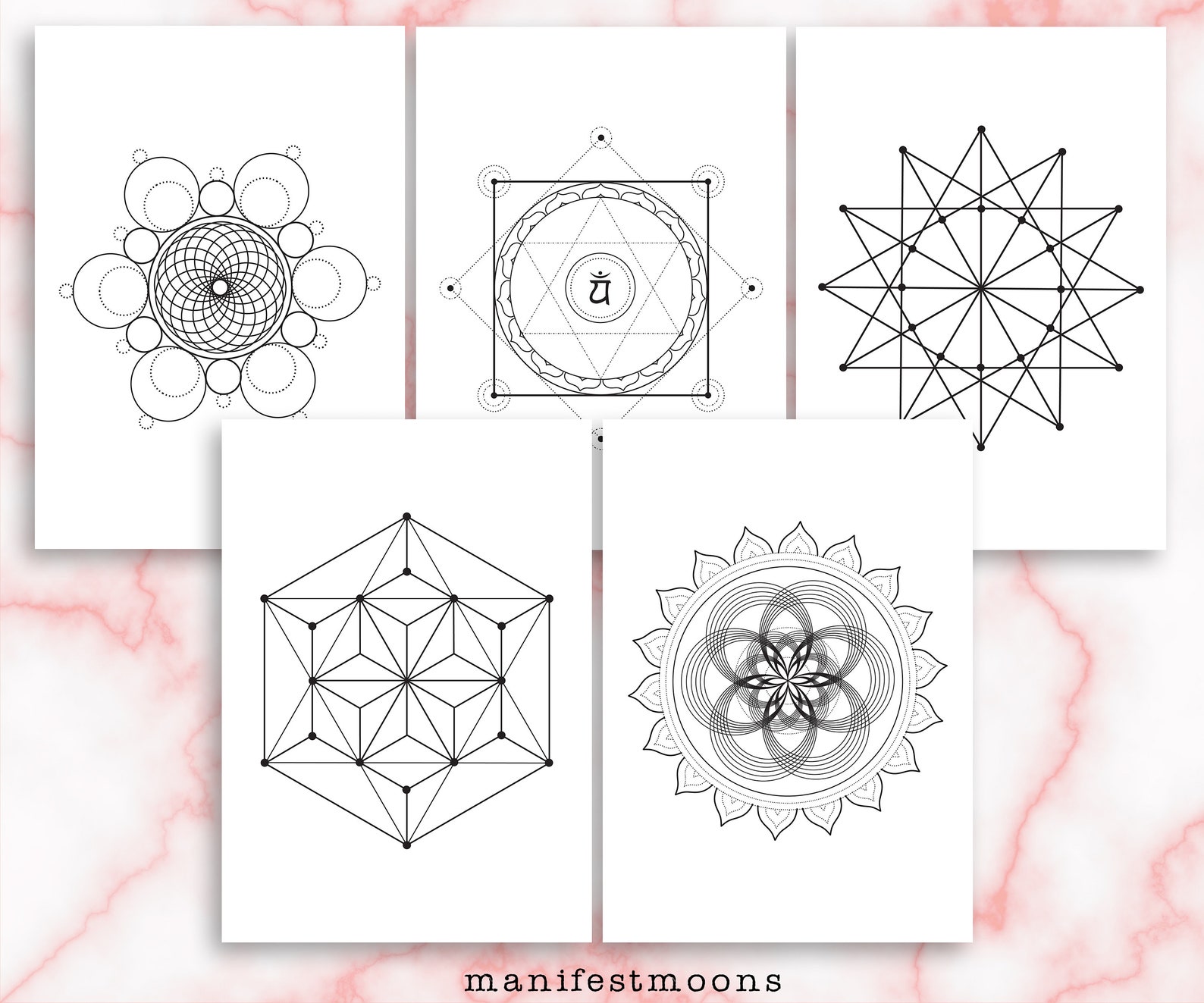 Crystal Grid Templates Printable Crystal Magic Sacred - Etsy