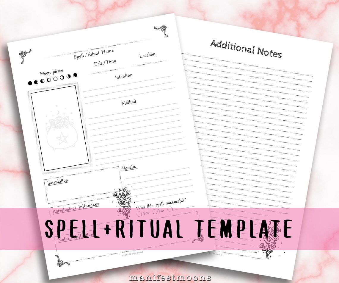 Spell & Ritual Template, Spell Template, Witchcraft Basics, Printable ...