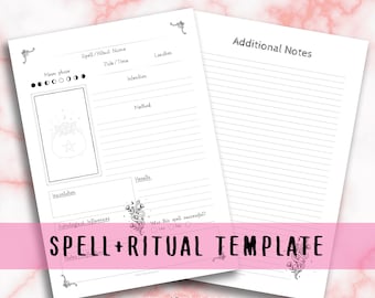 Spell & Ritual Template, Spell Template, Witchcraft Basics, Printable Ritual Page, Book Of Shadows, Spell Journal Template, Grimoire Pages