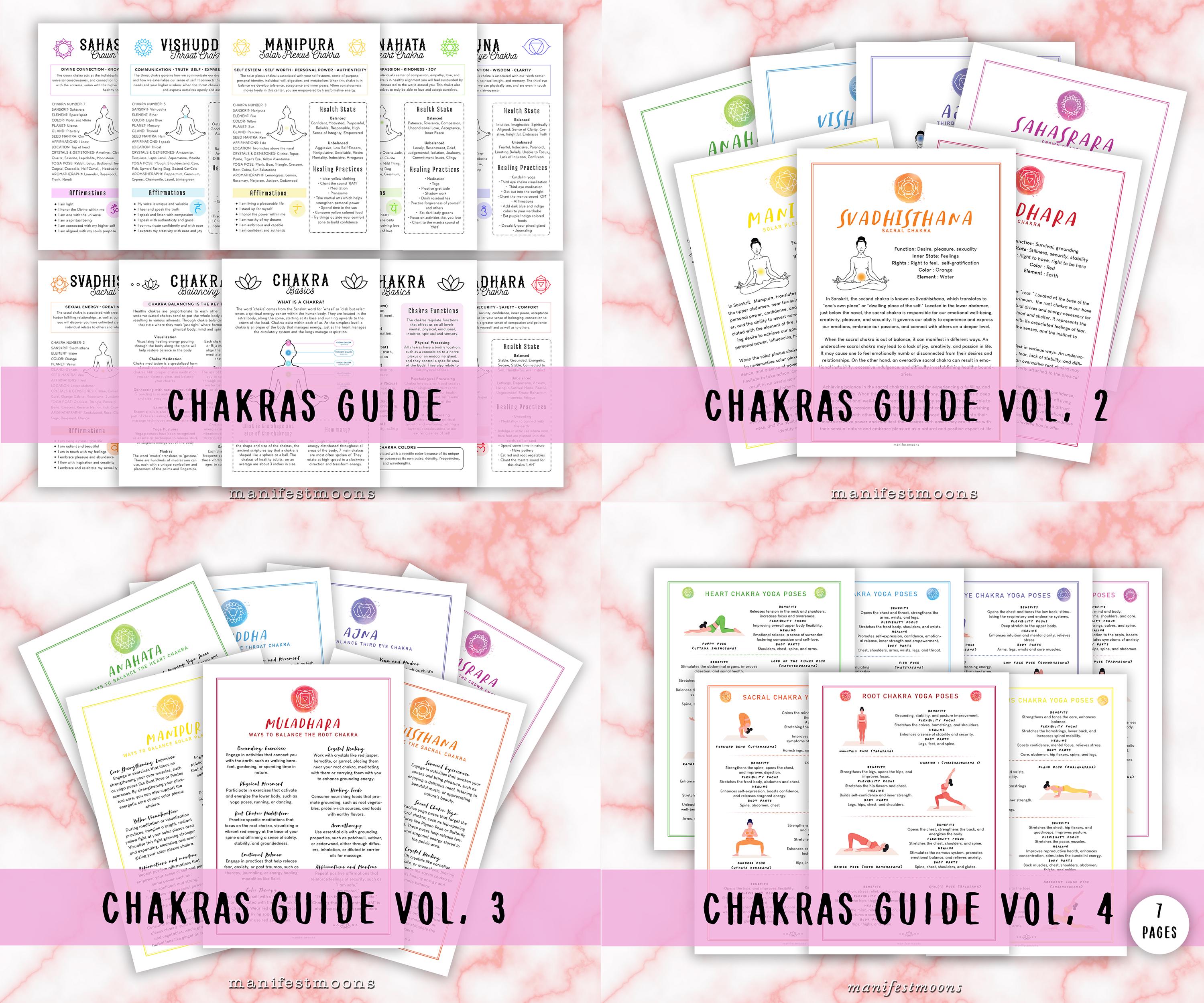 Complete Chakras Guide for Beginners, 7 Chakra Complete Guide Sheets ...